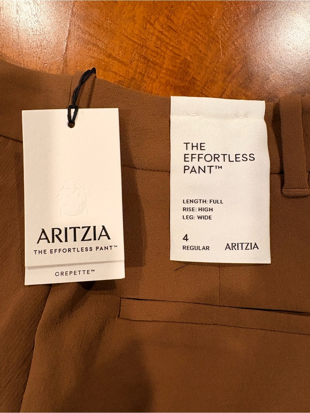 NWT, ARITZIA, The Effortless Pant™ High-Waisted Wide-Leg Pants — Brown, size 4 - Picture 4 of 11